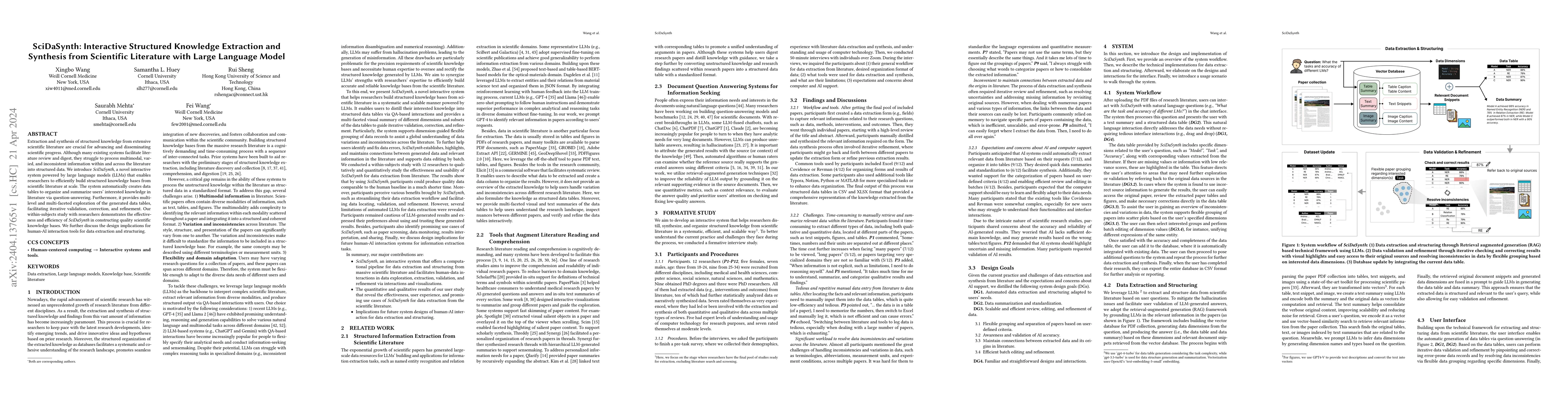 Thumbnail for SciDaSynth: Interactive Structured Knowledge Extraction and Synthesis
  from Scientific Literature with Large Language Model