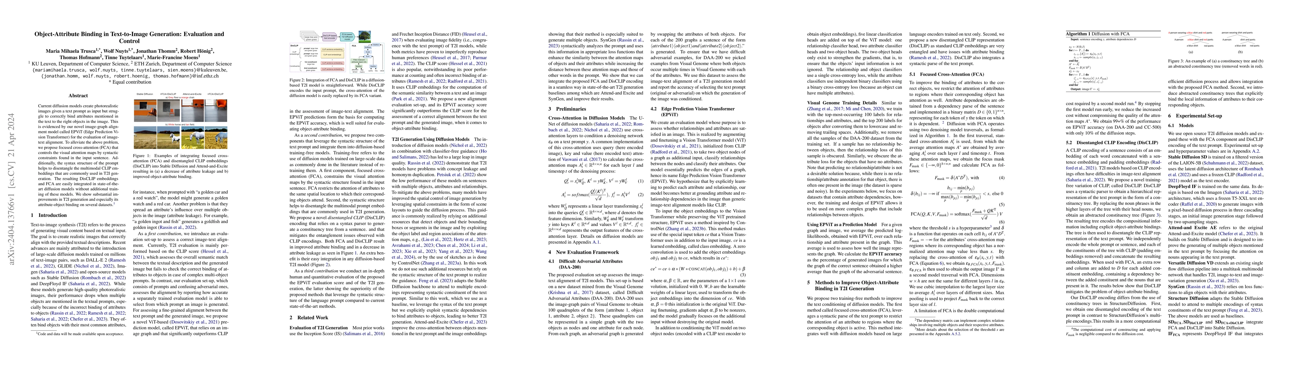Thumbnail for Object-Attribute Binding in Text-to-Image Generation: Evaluation and
  Control