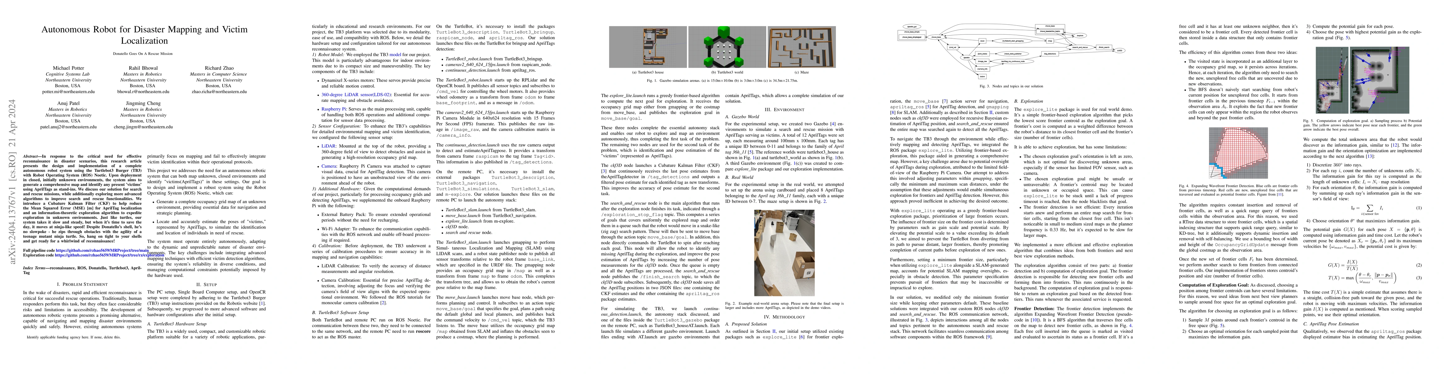 Thumbnail for Autonomous Robot for Disaster Mapping and Victim Localization