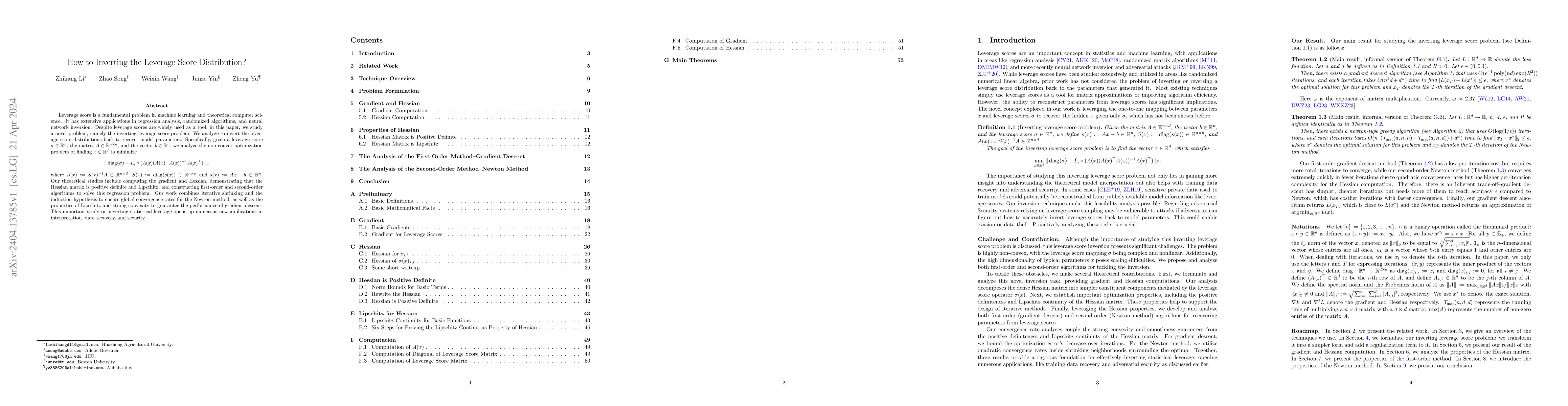Thumbnail for How to Inverting the Leverage Score Distribution?