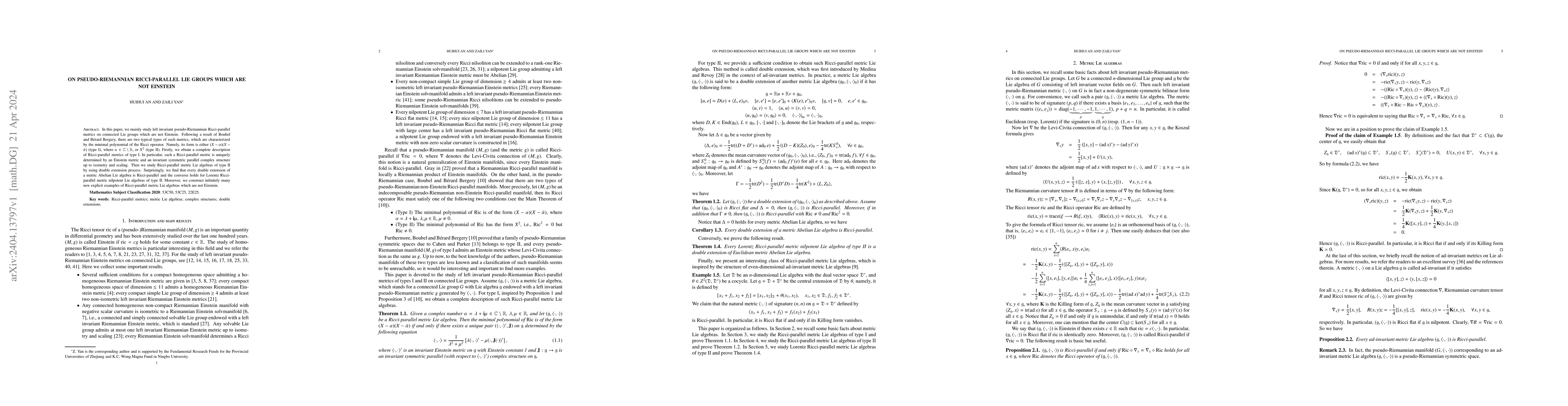 Thumbnail for On pseudo-Riemannian Ricci-parallel Lie groups which are not Einstein