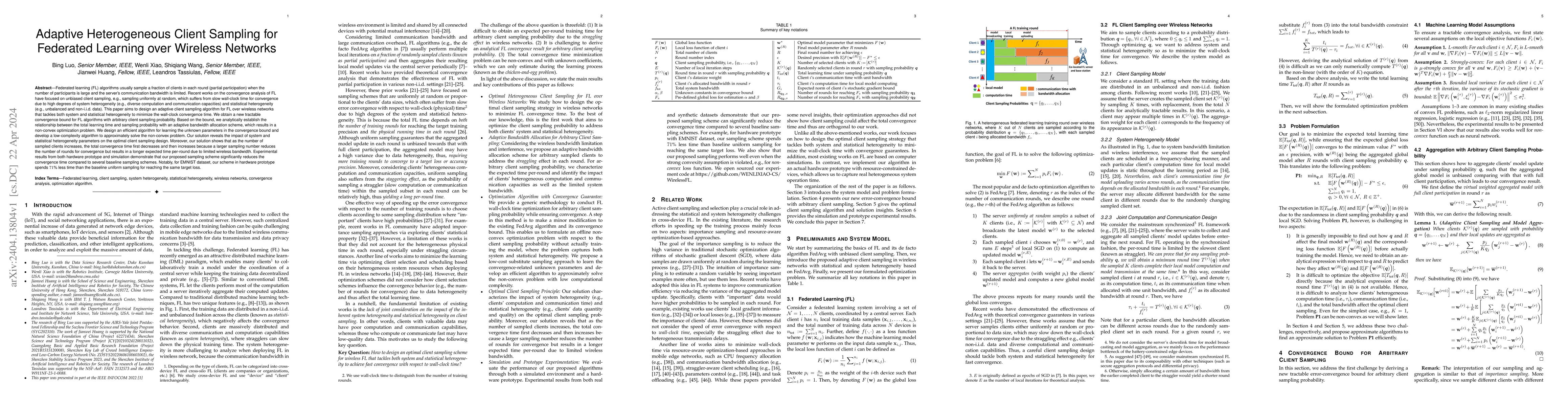 Thumbnail for Adaptive Heterogeneous Client Sampling for Federated Learning over
  Wireless Networks
