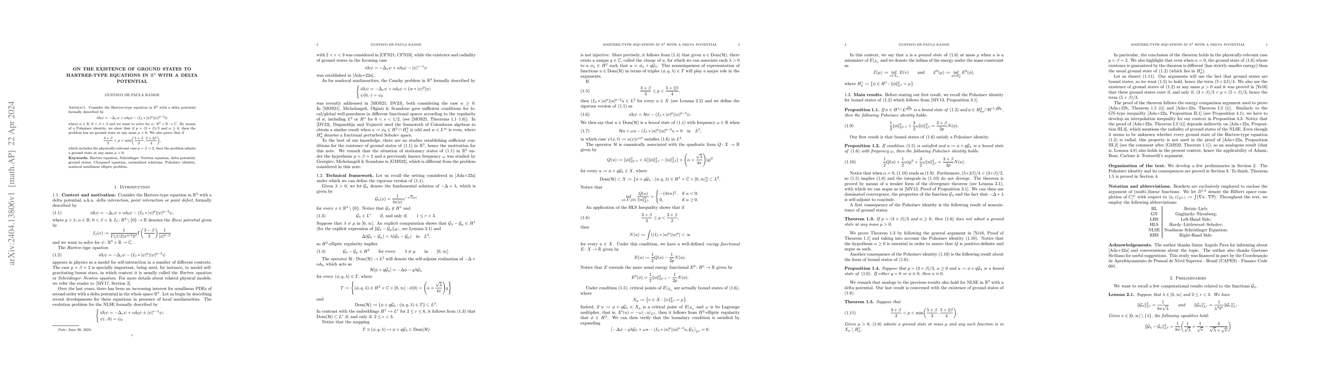 Thumbnail for On the existence of ground states to Hartree-type equations in
  $\mathbb{R}^3$ with a delta potential