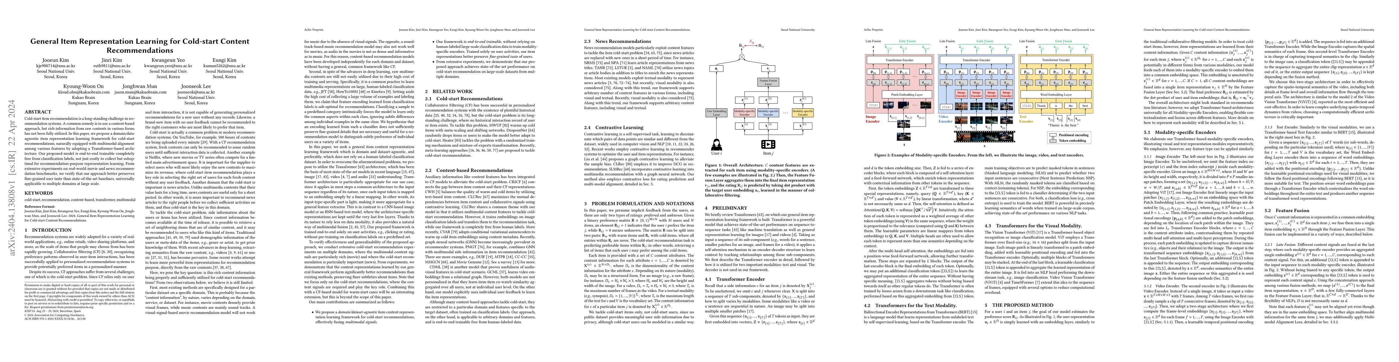 Thumbnail for General Item Representation Learning for Cold-start Content
  Recommendations