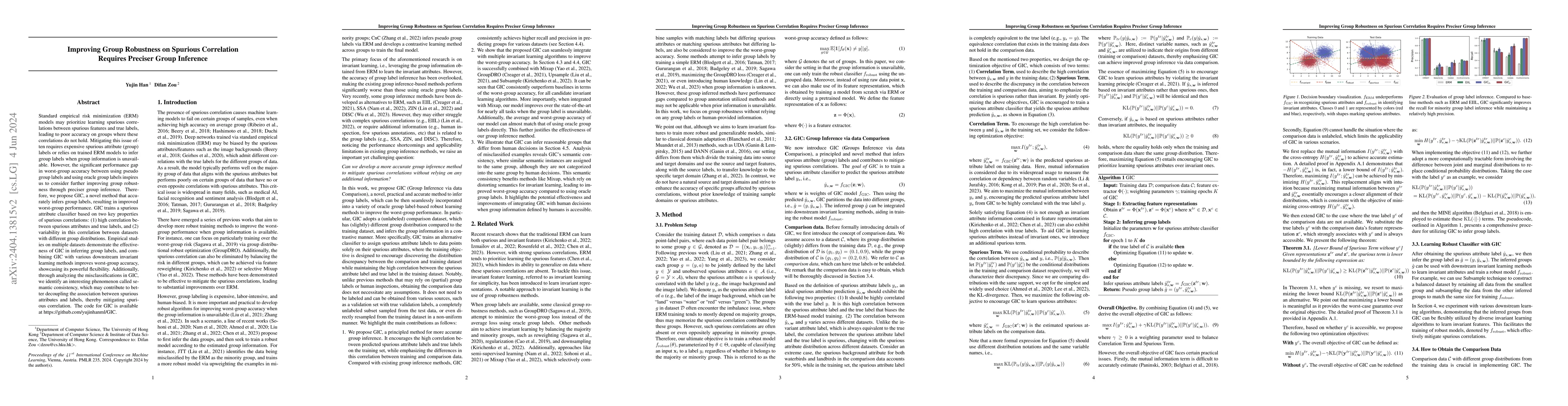 Thumbnail for Improving Group Robustness on Spurious Correlation Requires Preciser
  Group Inference