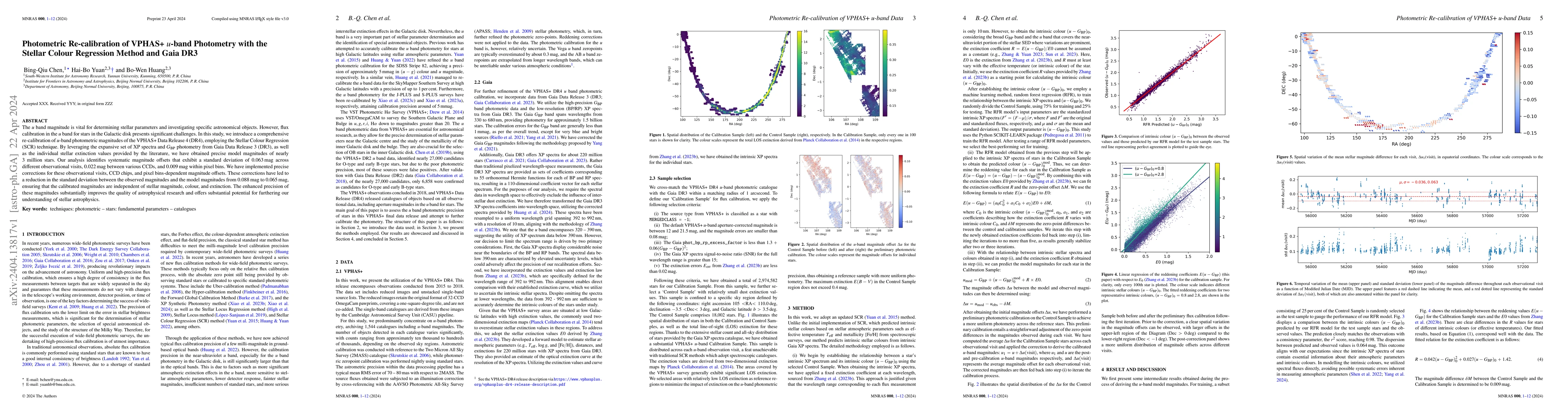 Thumbnail for Photometric Re-calibration of VPHAS+ $u$-band Photometry with the
  Stellar Colour Regression Method and Gaia DR3
