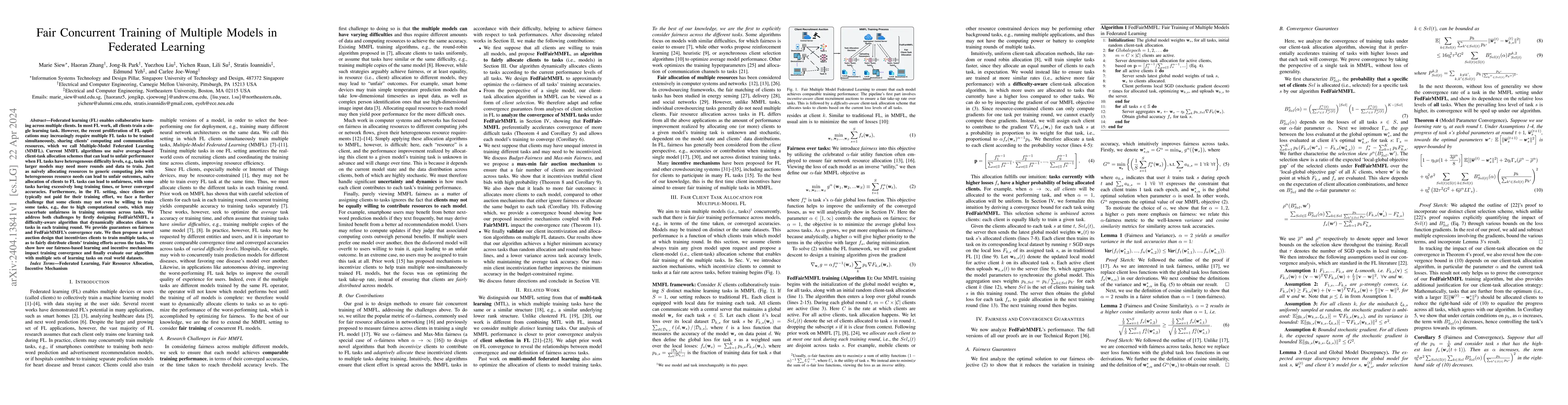 Thumbnail for Fair Concurrent Training of Multiple Models in Federated Learning