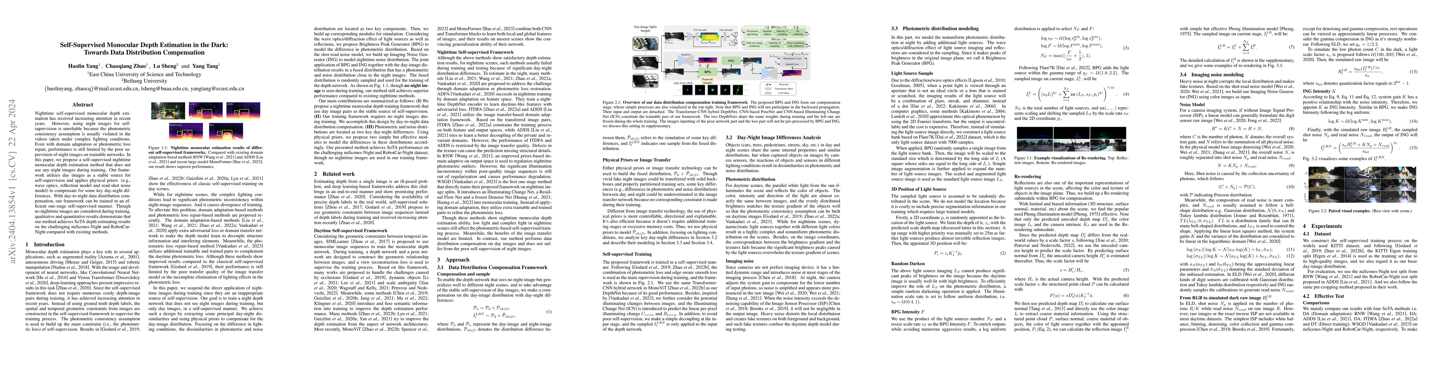 Thumbnail for Self-Supervised Monocular Depth Estimation in the Dark: Towards Data
  Distribution Compensation