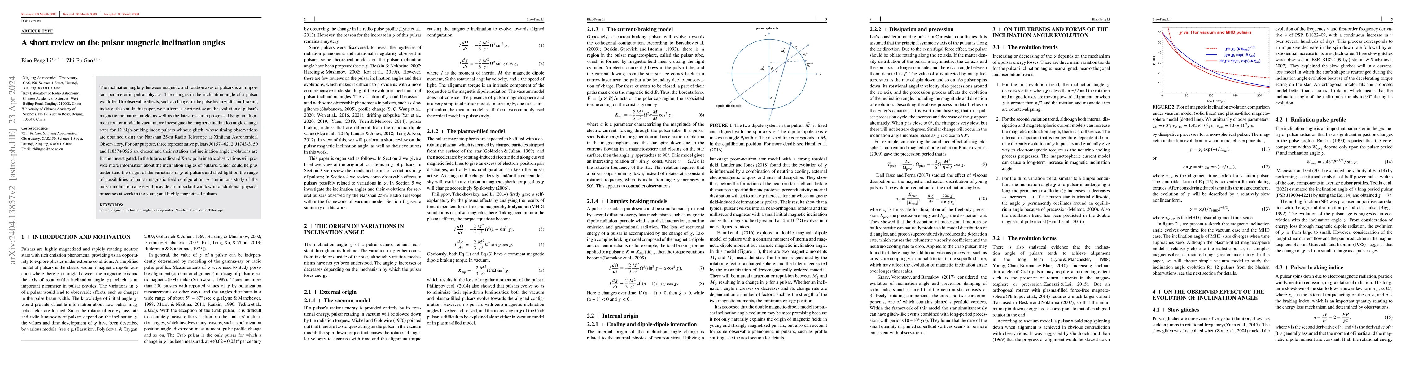 Thumbnail for A short review on the pulsar magnetic inclination angles