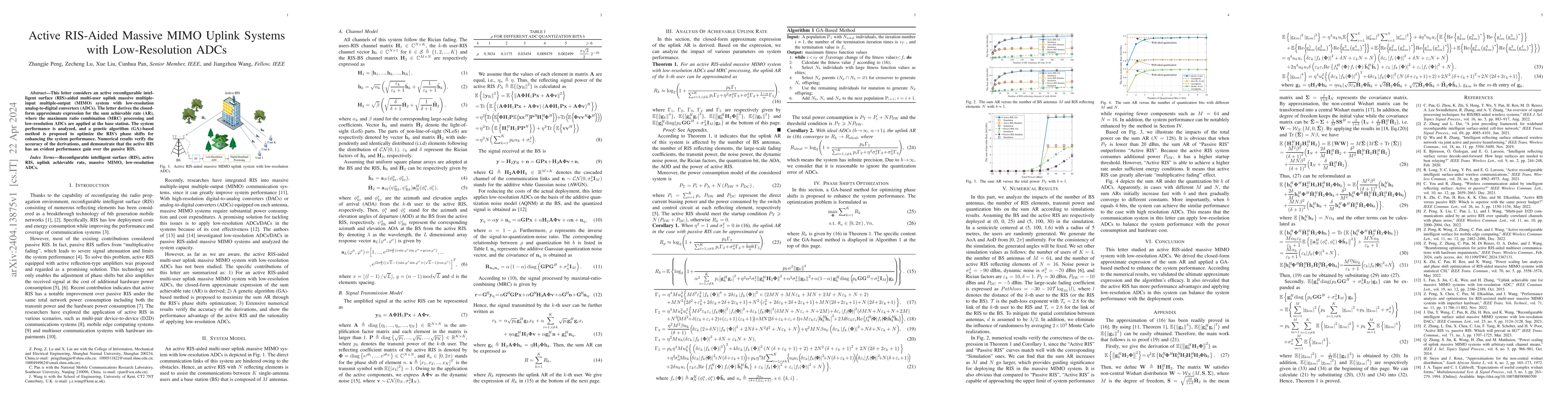 Thumbnail for Active RIS-Aided Massive MIMO Uplink Systems with Low-Resolution ADCs