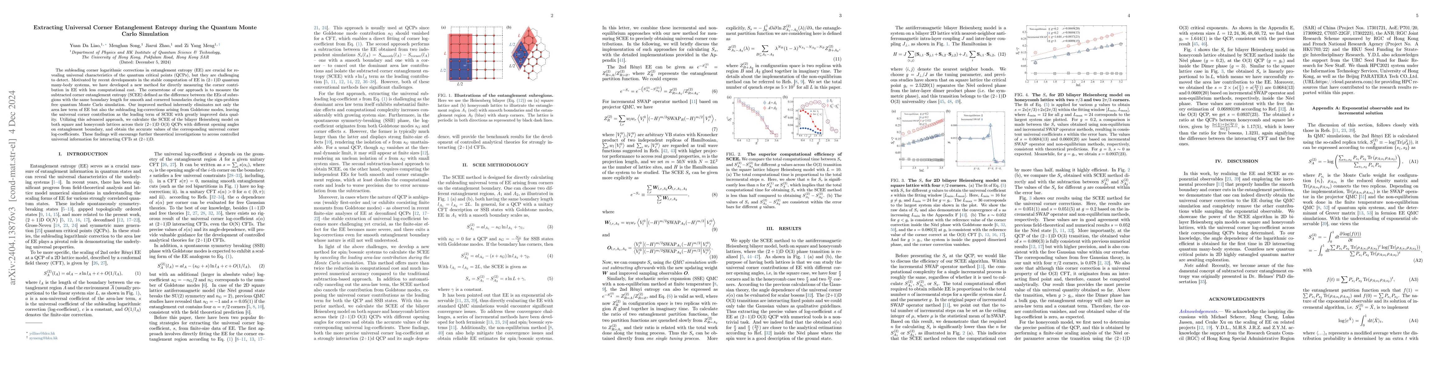 Thumbnail for Extract Universal Corner Entanglement Entropy in a Single Quantum Monte
  Carlo Simulation