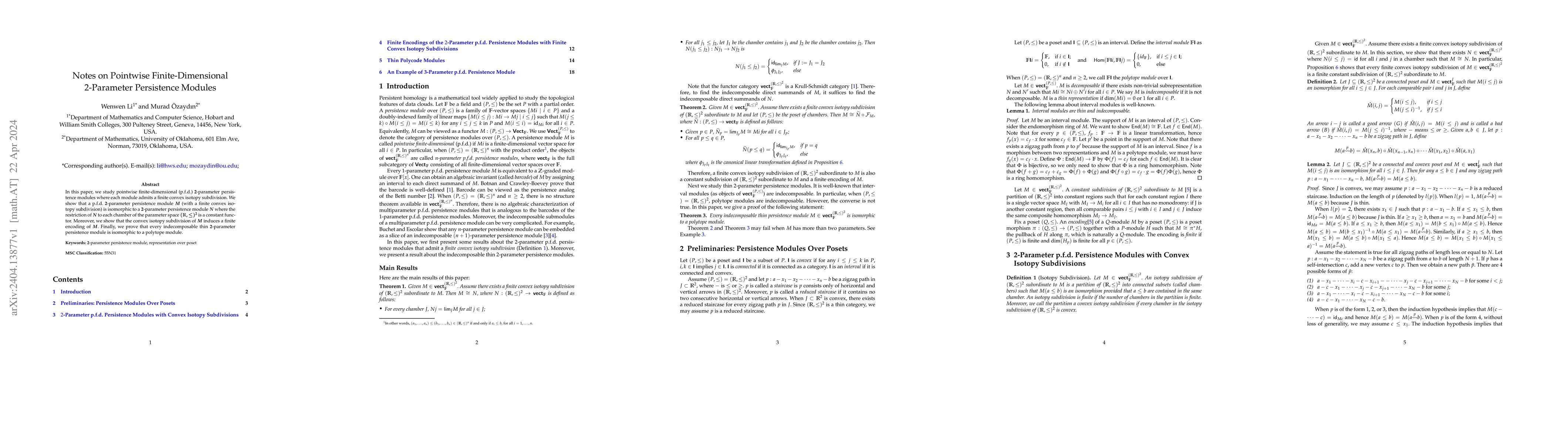Thumbnail for Notes on Pointwise Finite-Dimensional $2$-Parameter Persistence Modules