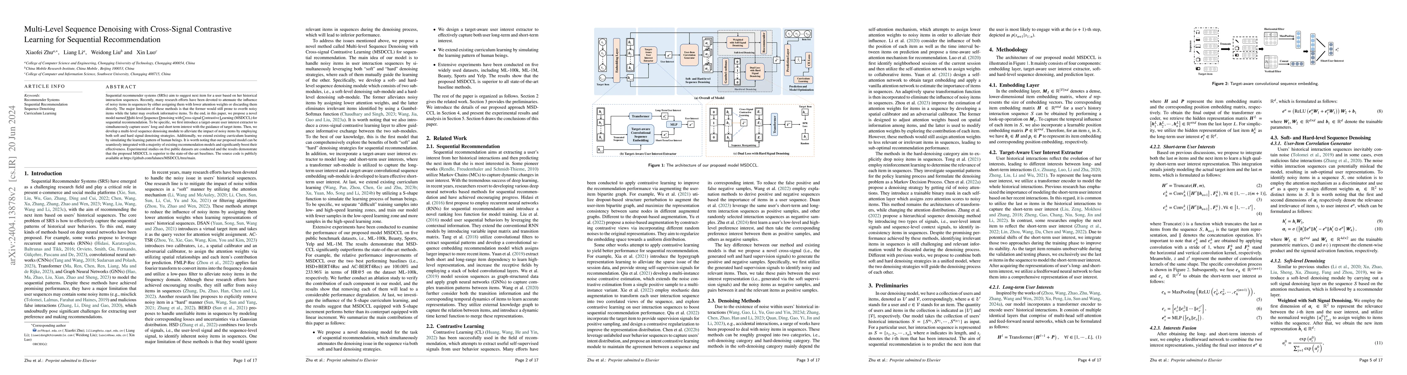 Thumbnail for Multi-Level Sequence Denoising with Cross-Signal Contrastive Learning
  for Sequential Recommendation