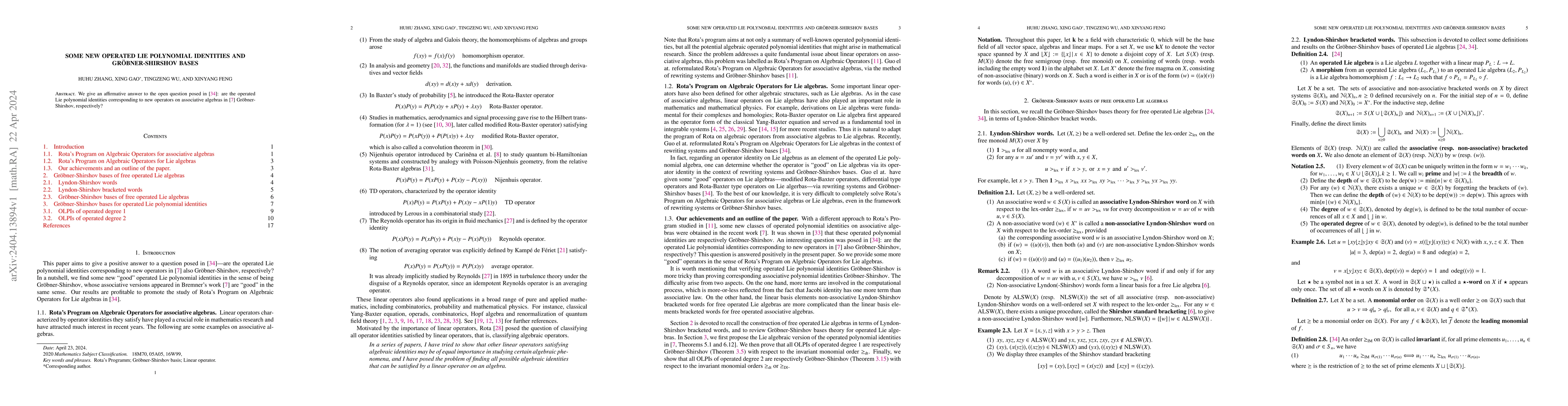 Thumbnail for Some new operated Lie polynomial identities and Gr\"obner-Shirshov bases