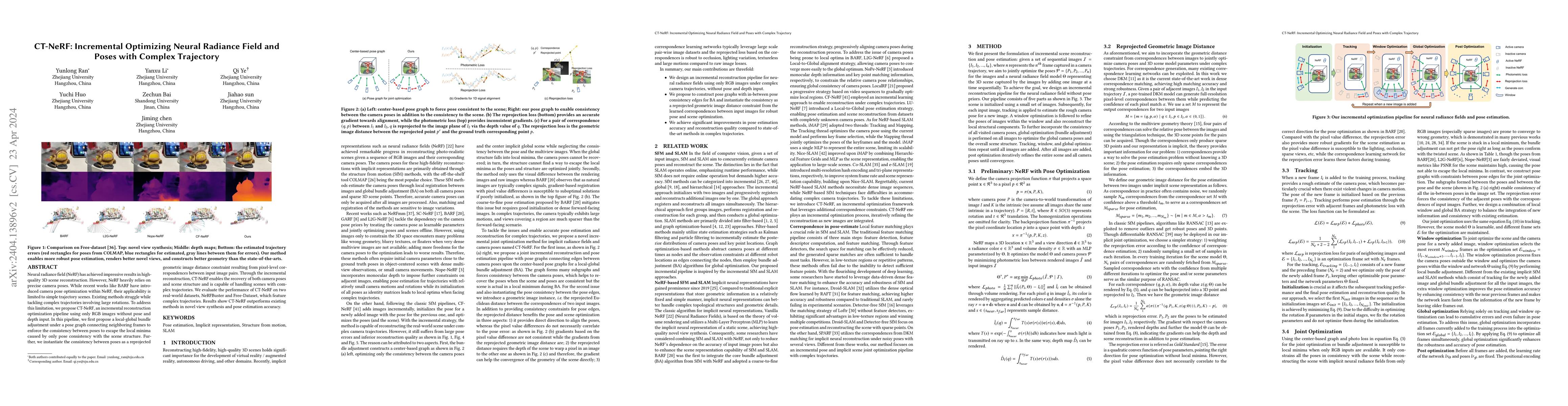 Thumbnail for CT-NeRF: Incremental Optimizing Neural Radiance Field and Poses with
  Complex Trajectory