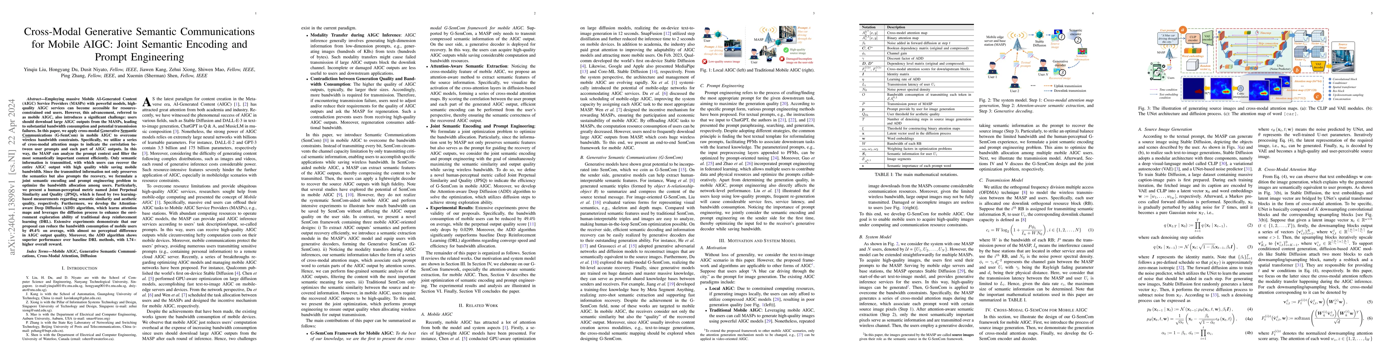 Thumbnail for Cross-Modal Generative Semantic Communications for Mobile AIGC: Joint
  Semantic Encoding and Prompt Engineering