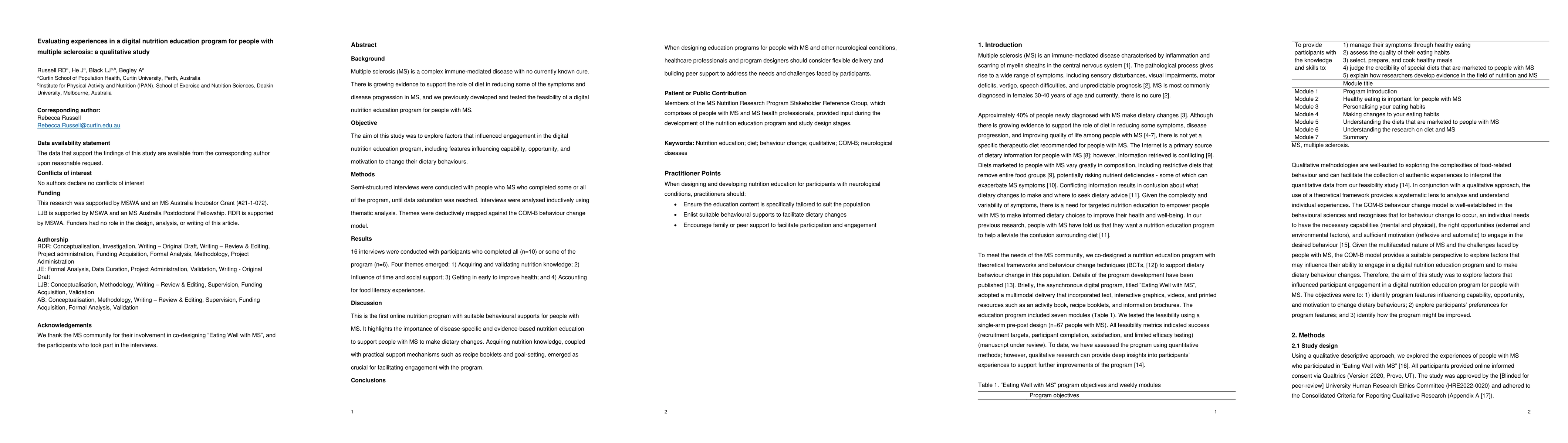 Thumbnail for Evaluating experiences in a digital nutrition education program for
  people with multiple sclerosis: a qualitative study