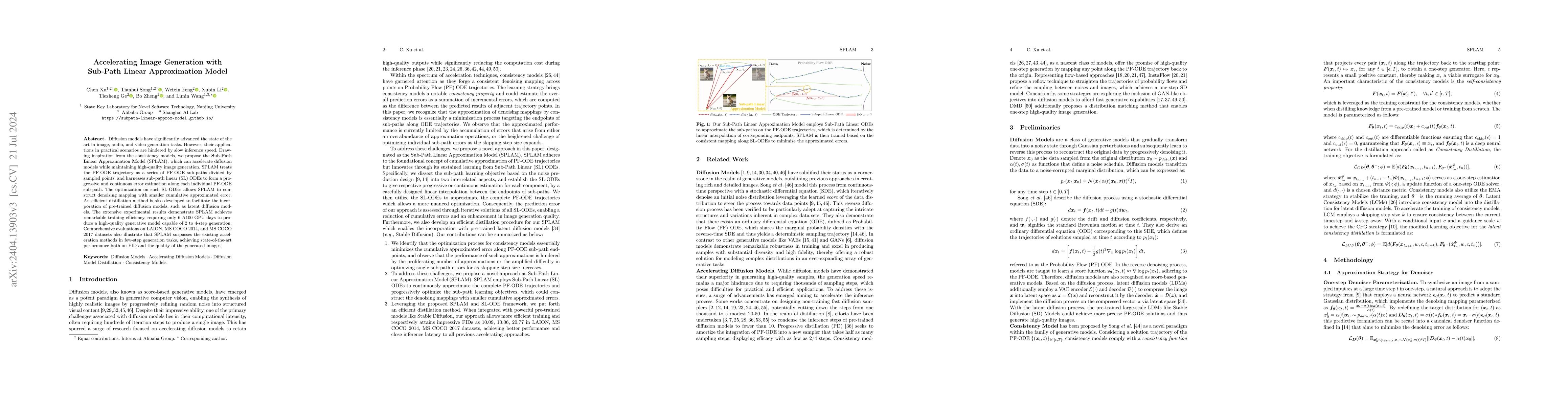 Thumbnail for Accelerating Image Generation with Sub-path Linear Approximation Model