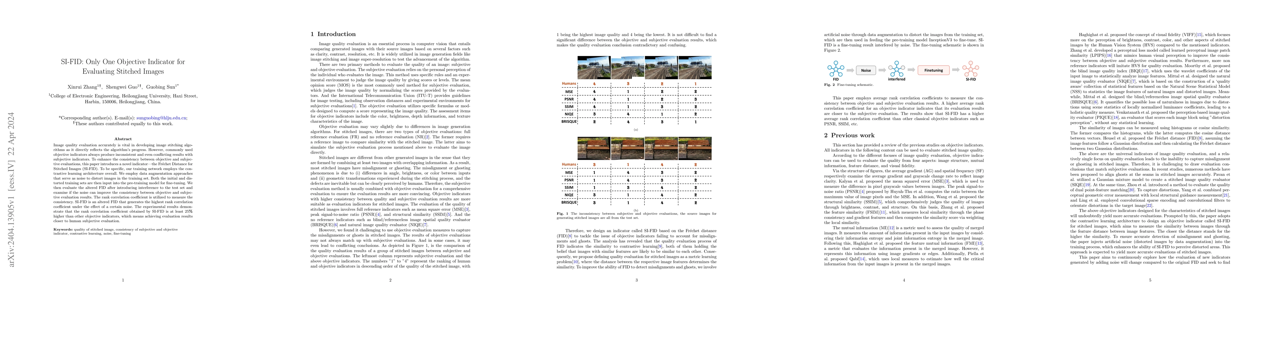 Thumbnail for SI-FID: Only One Objective Indicator for Evaluating Stitched Images
