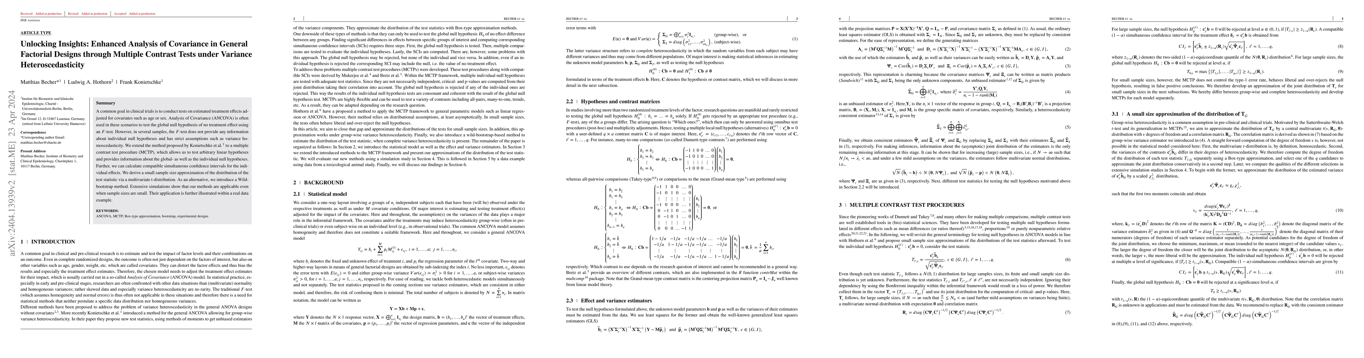 Thumbnail for Unlocking Insights: Enhanced Analysis of Covariance in General Factorial
  Designs through Multiple Contrast Tests under Variance Heteroscedasticity
