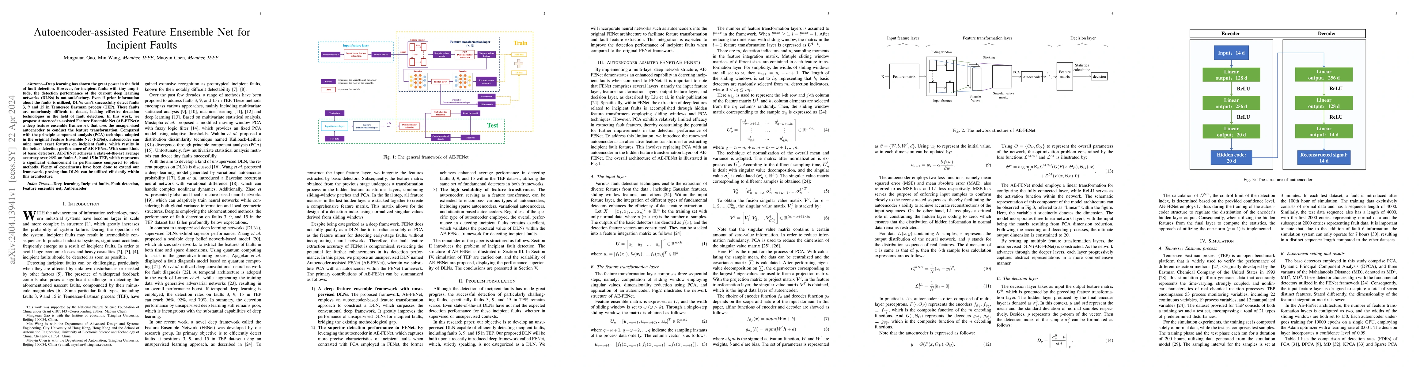 Thumbnail for Autoencoder-assisted Feature Ensemble Net for Incipient Faults