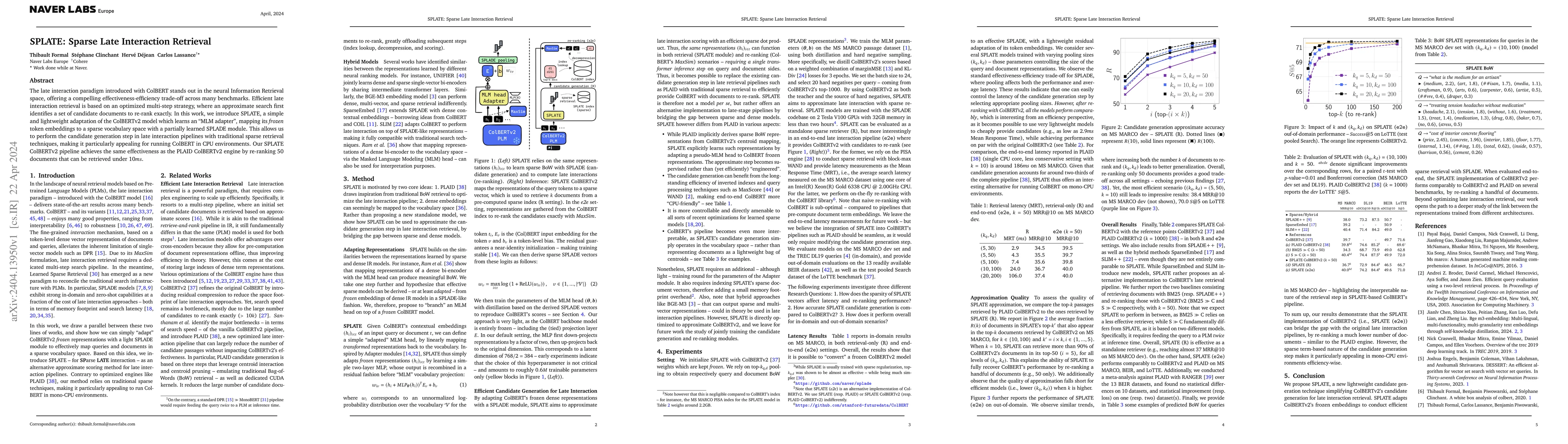 Thumbnail for SPLATE: Sparse Late Interaction Retrieval