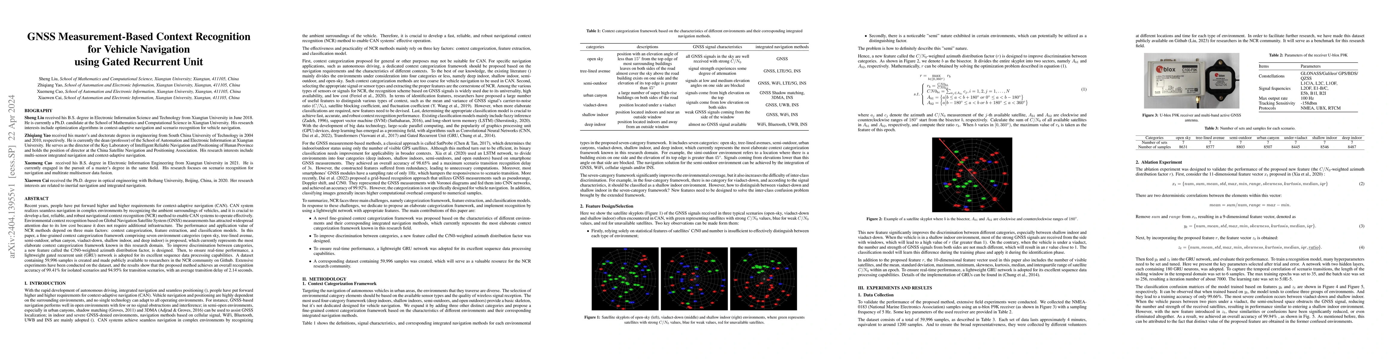 Thumbnail for GNSS Measurement-Based Context Recognition for Vehicle Navigation using
  Gated Recurrent Unit