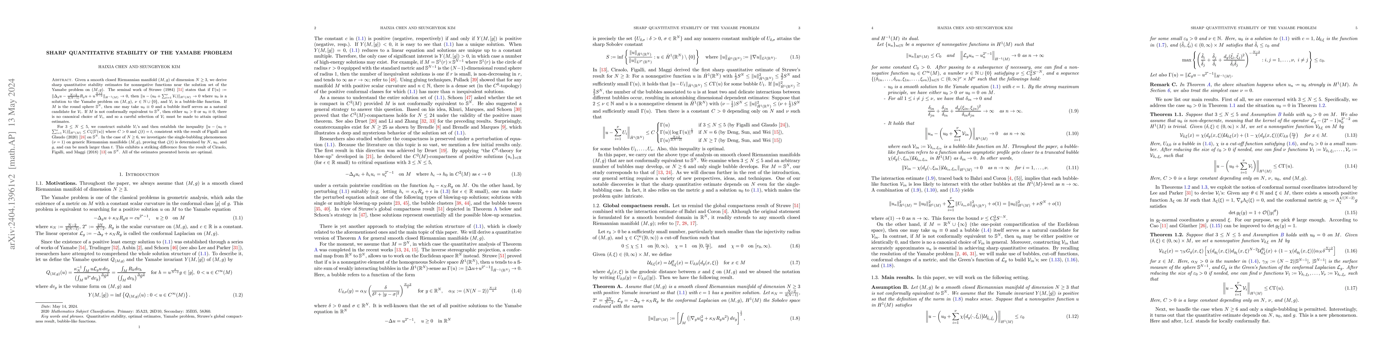 Thumbnail for Sharp quantitative stability of the Yamabe problem