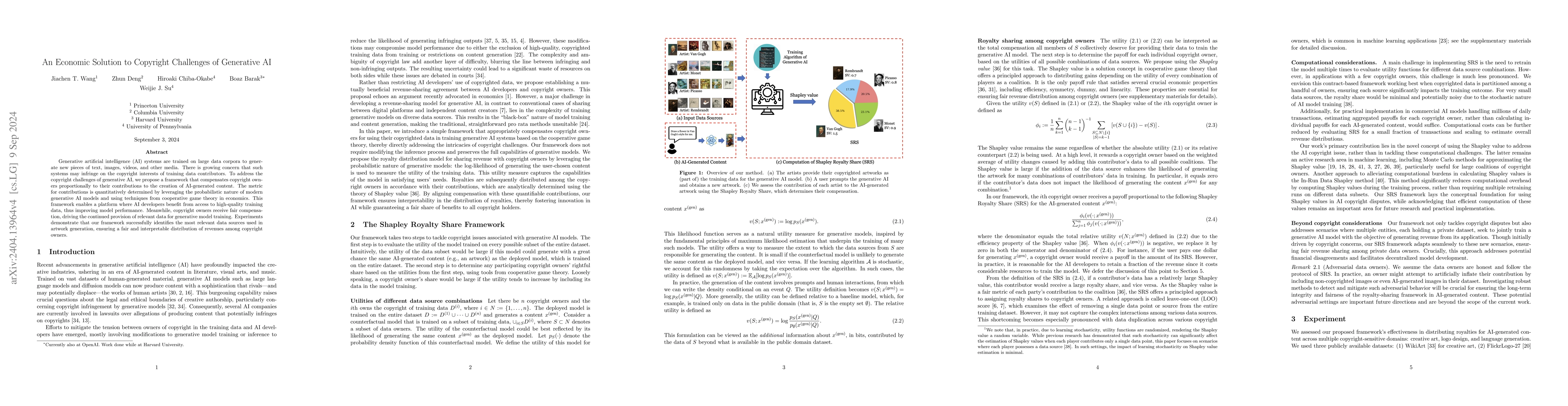Thumbnail for An Economic Solution to Copyright Challenges of Generative AI