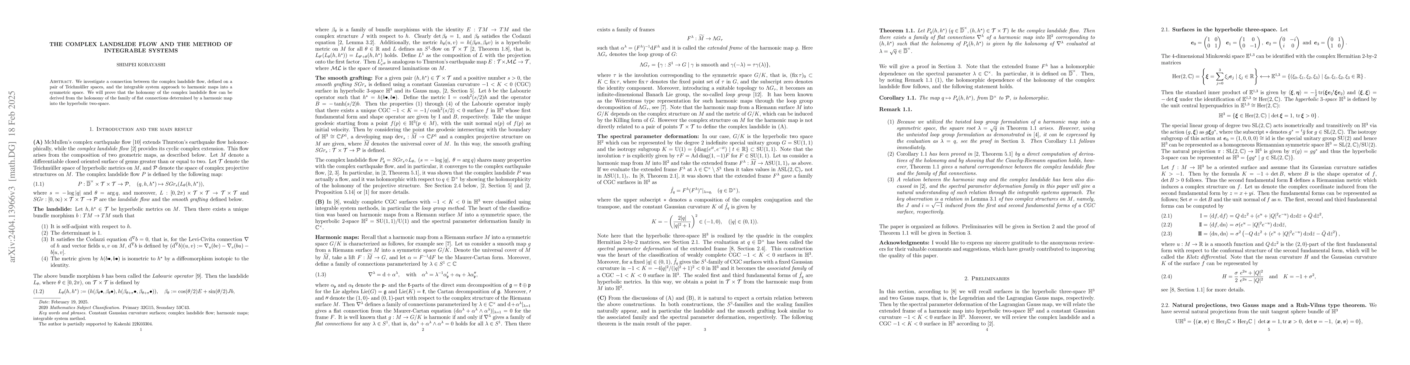 Thumbnail for The complex landslide flow and the method of integrable systems