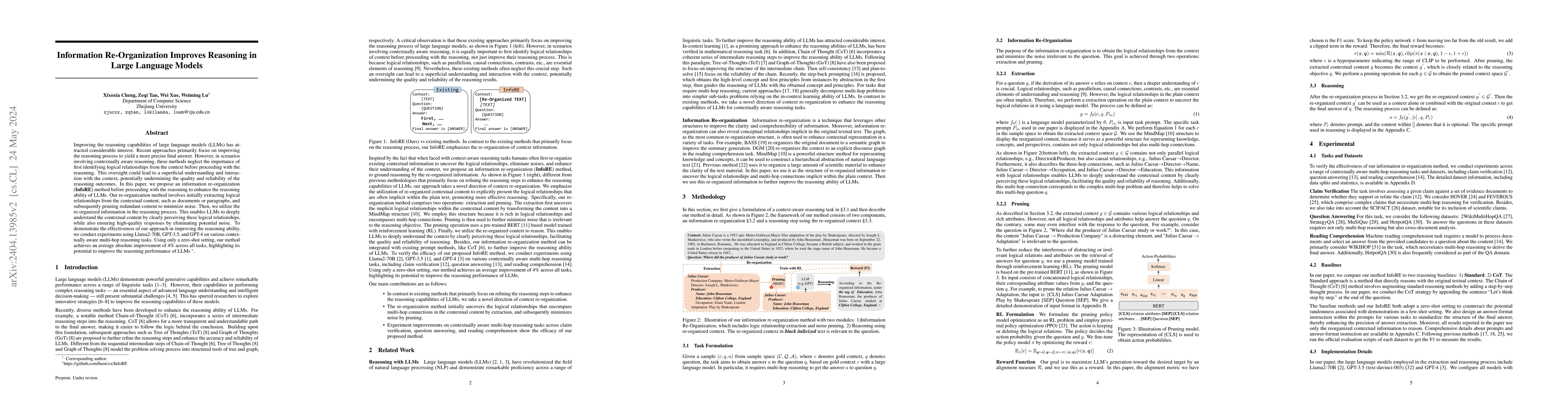 Thumbnail for Information Re-Organization Improves Reasoning in Large Language Models