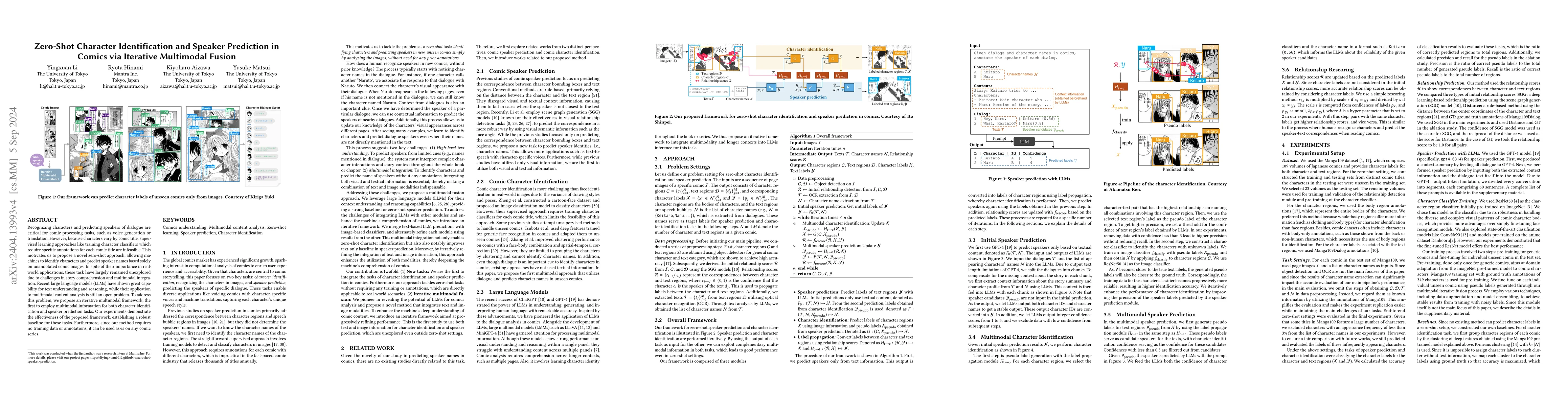Thumbnail for Zero-Shot Character Identification and Speaker Prediction in Comics via
  Iterative Multimodal Fusion
