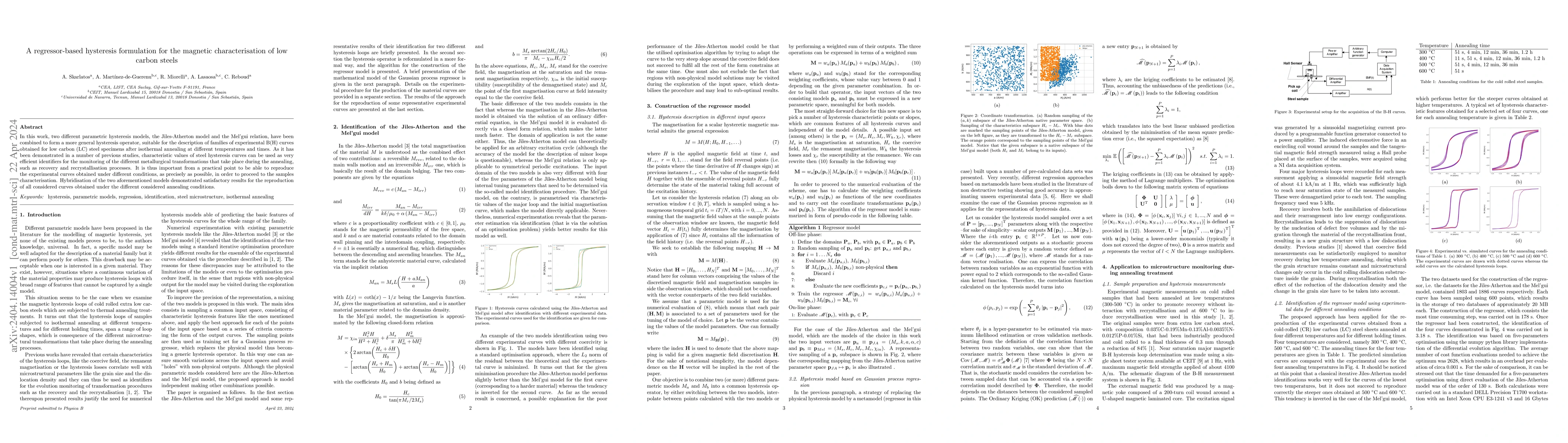 Thumbnail for A regressor-based hysteresis formulation for the magnetic
  characterisation of low carbon steels