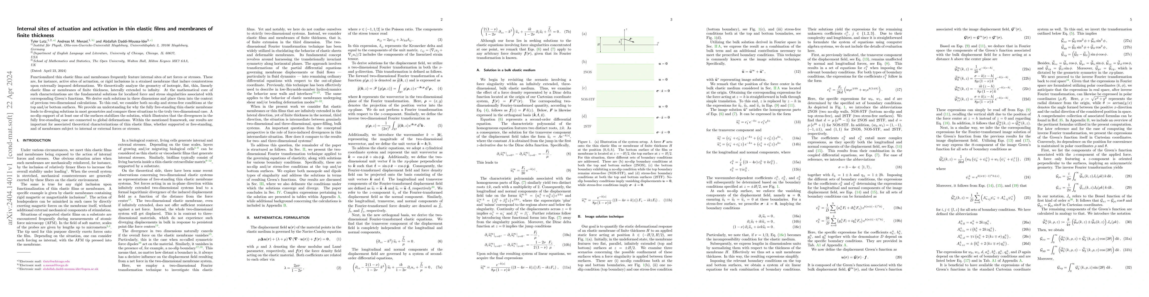 Thumbnail for Internal sites of actuation and activation in thin elastic films and
  membranes of finite thickness