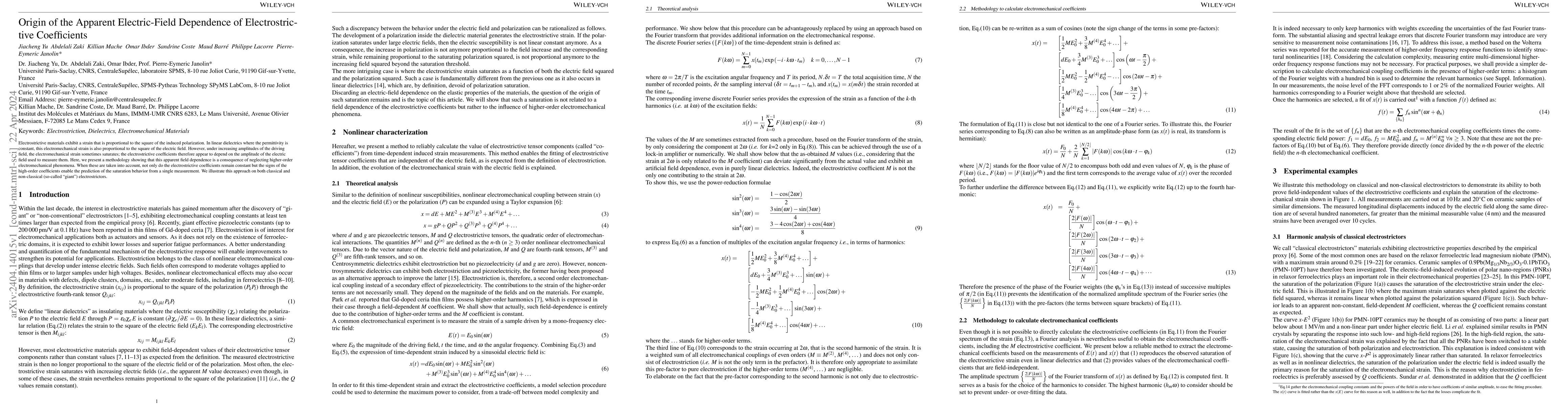 Thumbnail for Origin of the Apparent Electric-Field Dependence of Electrostrictive
  Coefficients
