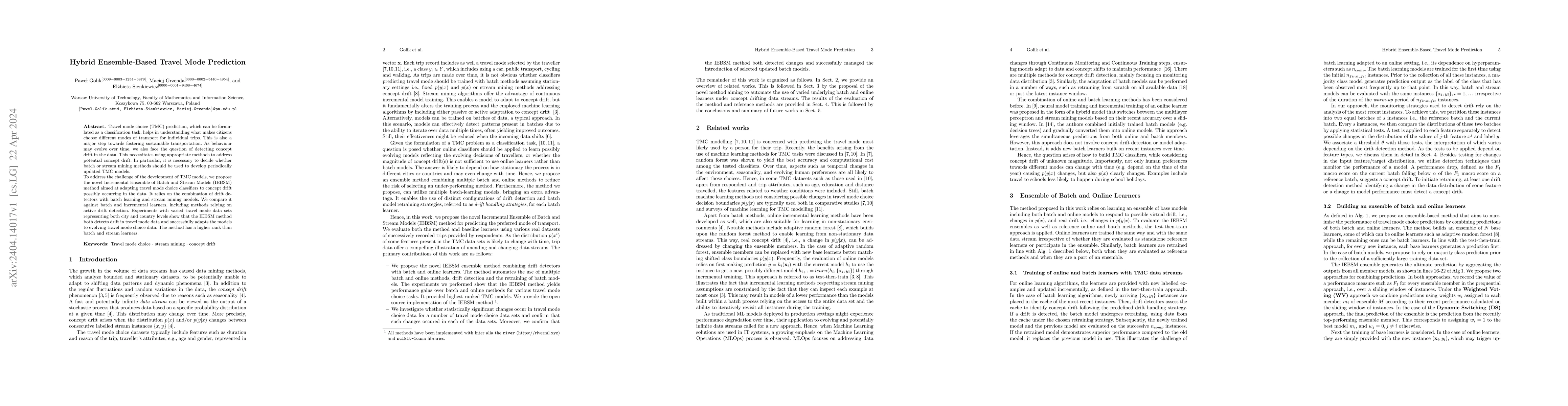 Thumbnail for Hybrid Ensemble-Based Travel Mode Prediction
