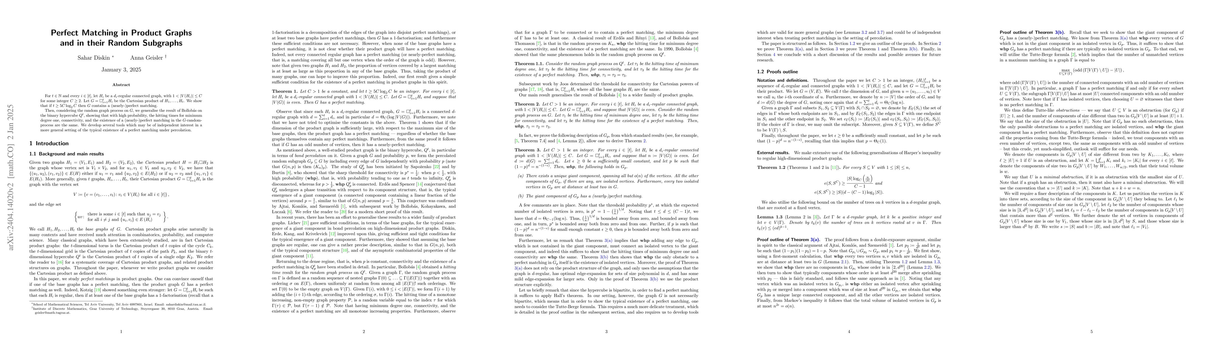Thumbnail for Perfect Matching in Product Graphs and in their Random Subgraphs