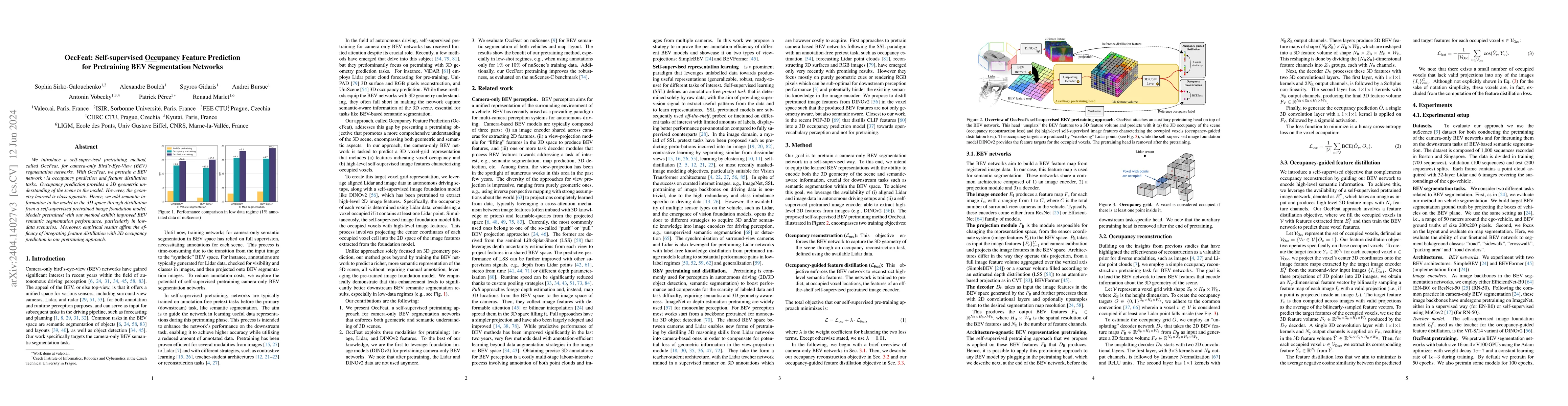 Thumbnail for OccFeat: Self-supervised Occupancy Feature Prediction for Pretraining
  BEV Segmentation Networks