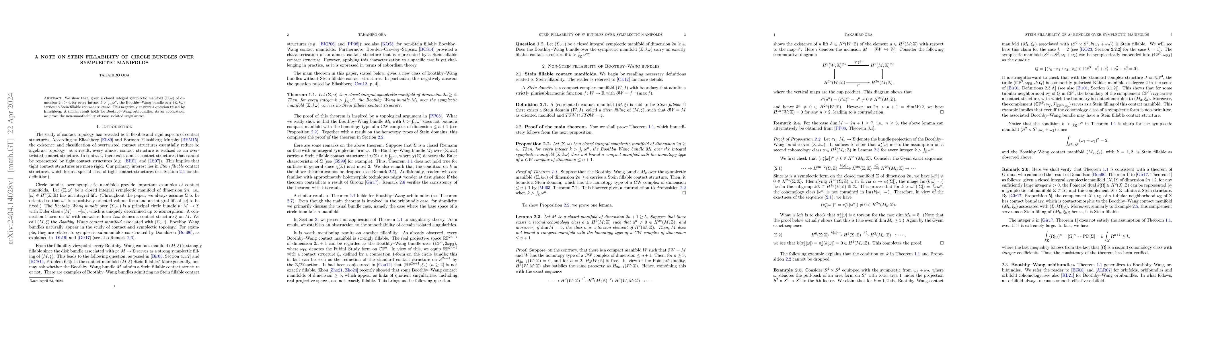 Thumbnail for A note on Stein fillability of circle bundles over symplectic manifolds