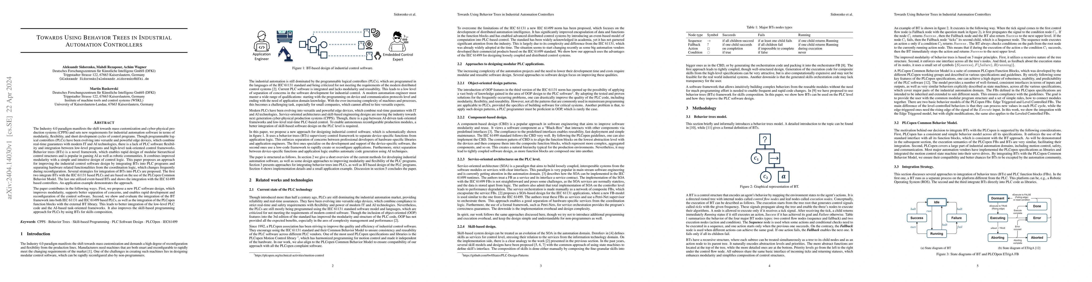 Thumbnail for Towards Using Behavior Trees in Industrial Automation Controllers