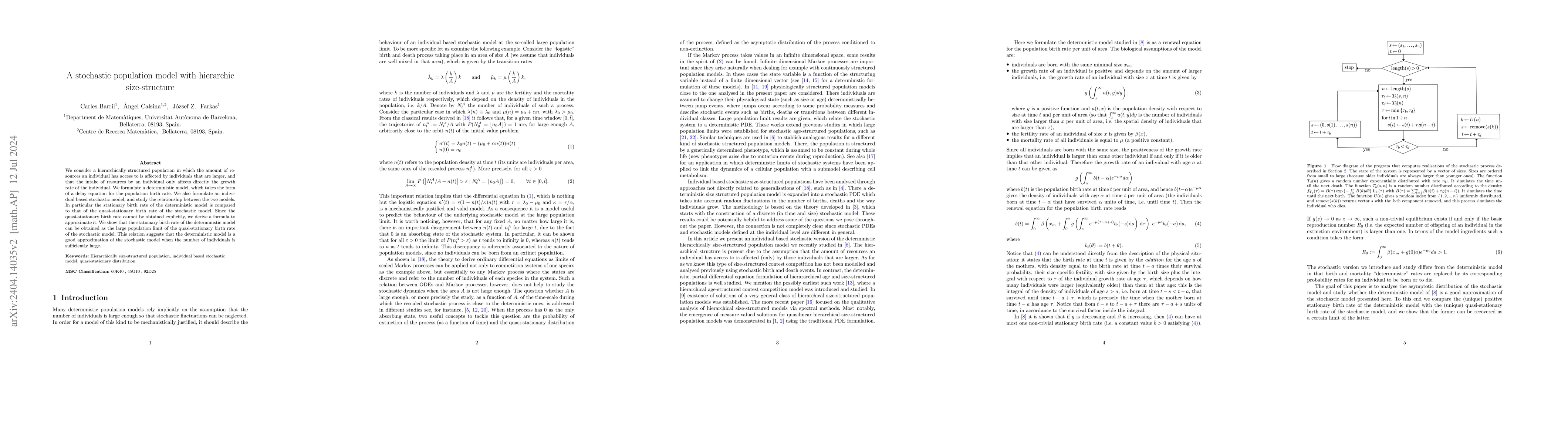 Thumbnail for A stochastic population model with hierarchic size-structure