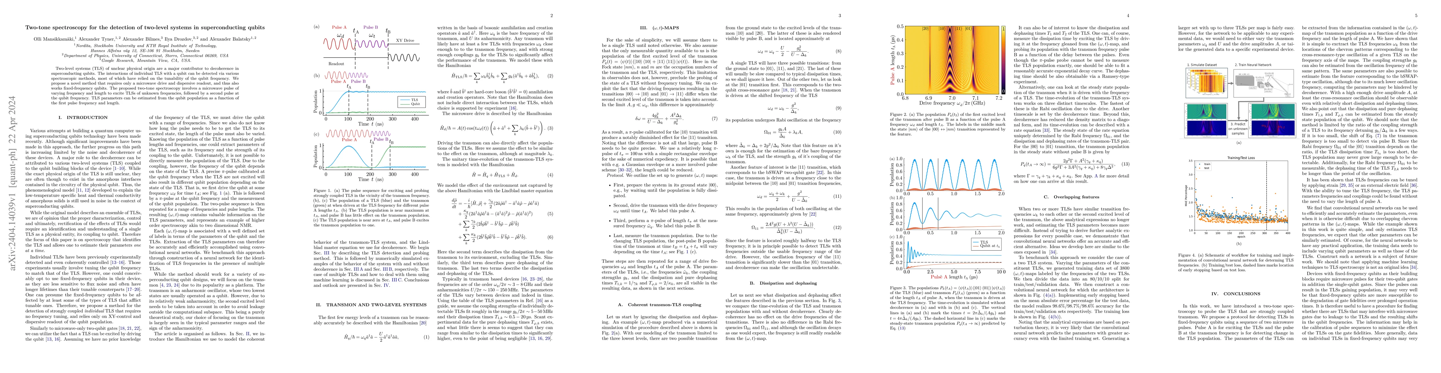 Thumbnail for Two-tone spectroscopy for the detection of two-level systems in
  superconducting qubits