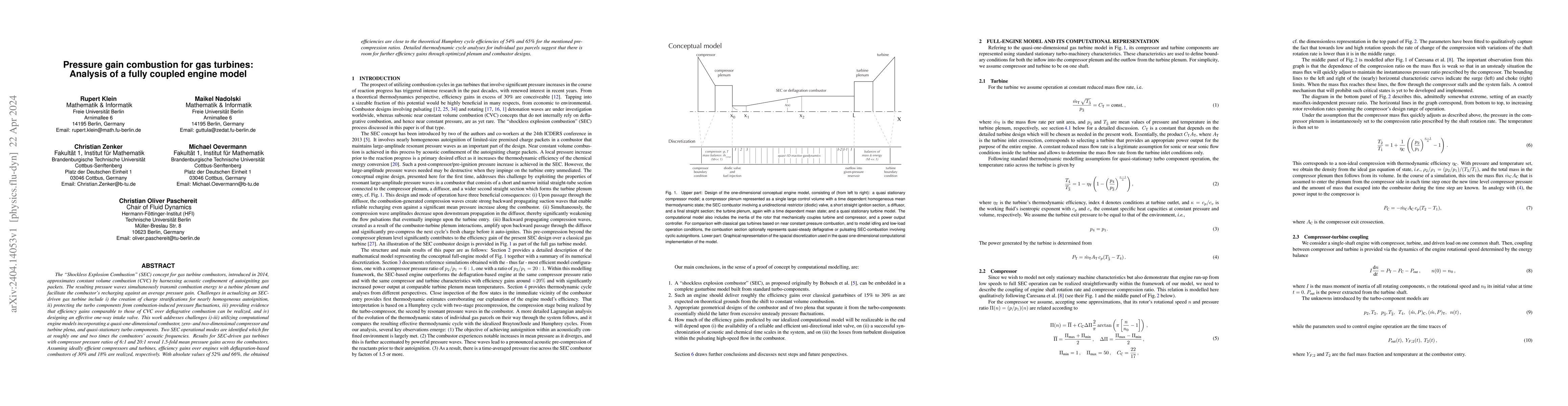 Thumbnail for Pressure gain combustion for gas turbines: Analysis of a fully coupled
  engine model