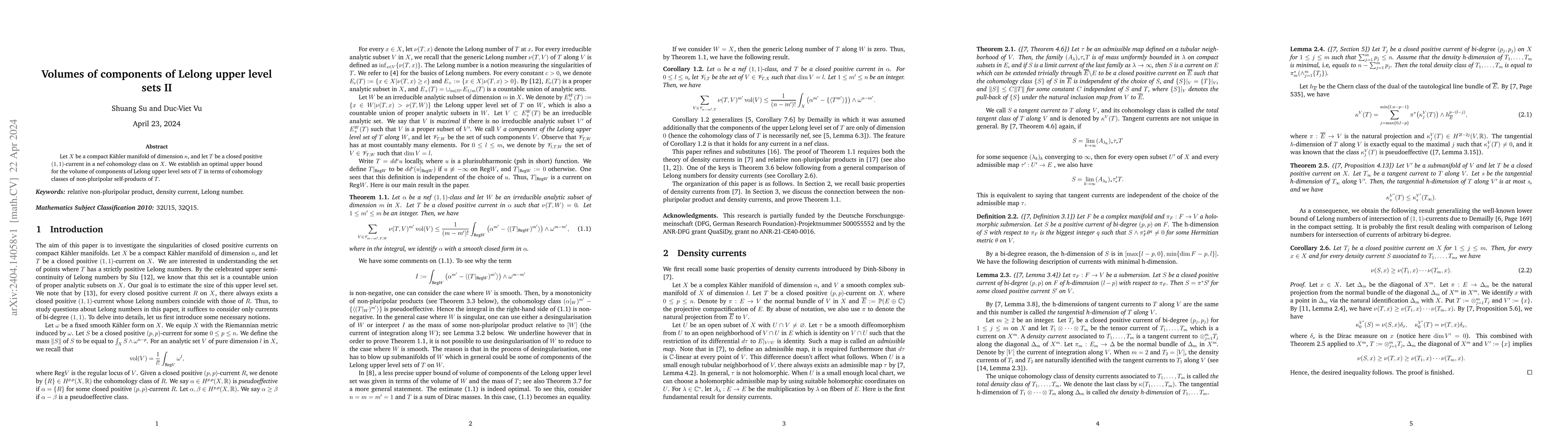 Thumbnail for Volumes of components of Lelong upper level sets II