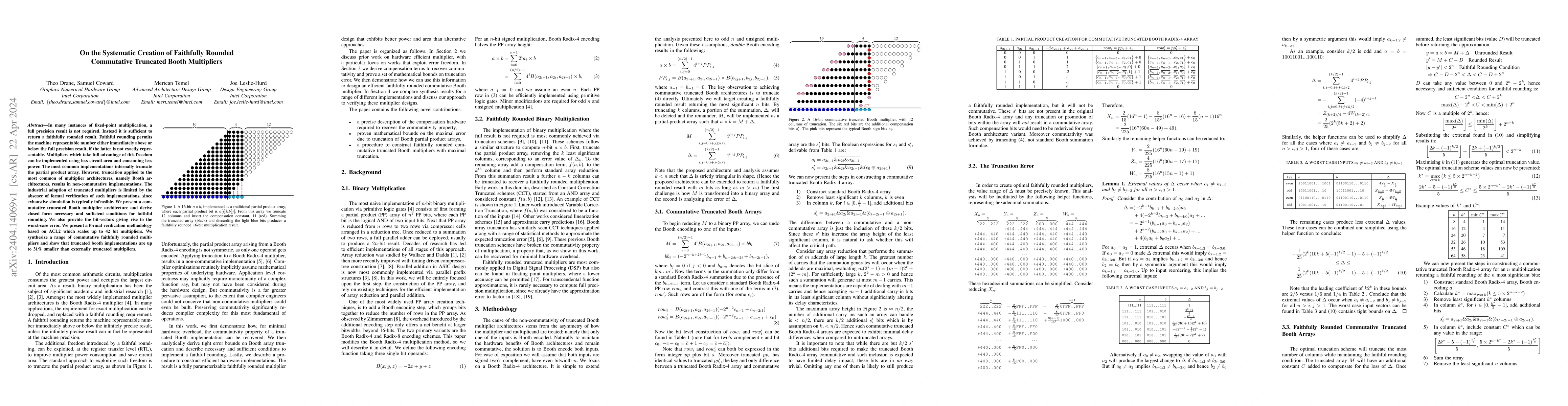 Thumbnail for On the Systematic Creation of Faithfully Rounded Commutative Truncated
  Booth Multipliers
