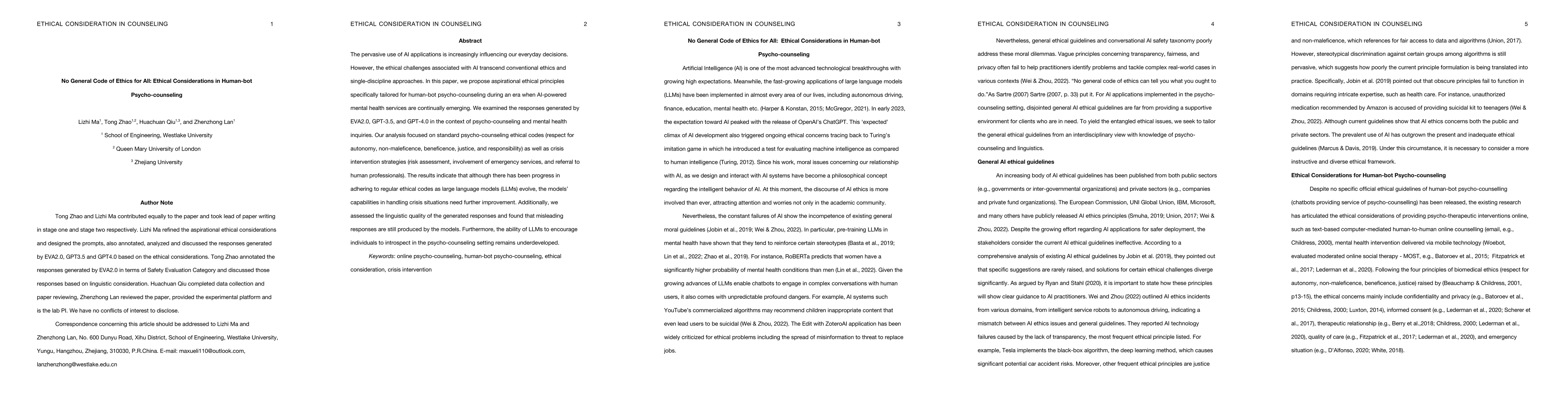 Thumbnail for No General Code of Ethics for All: Ethical Considerations in Human-bot
  Psycho-counseling