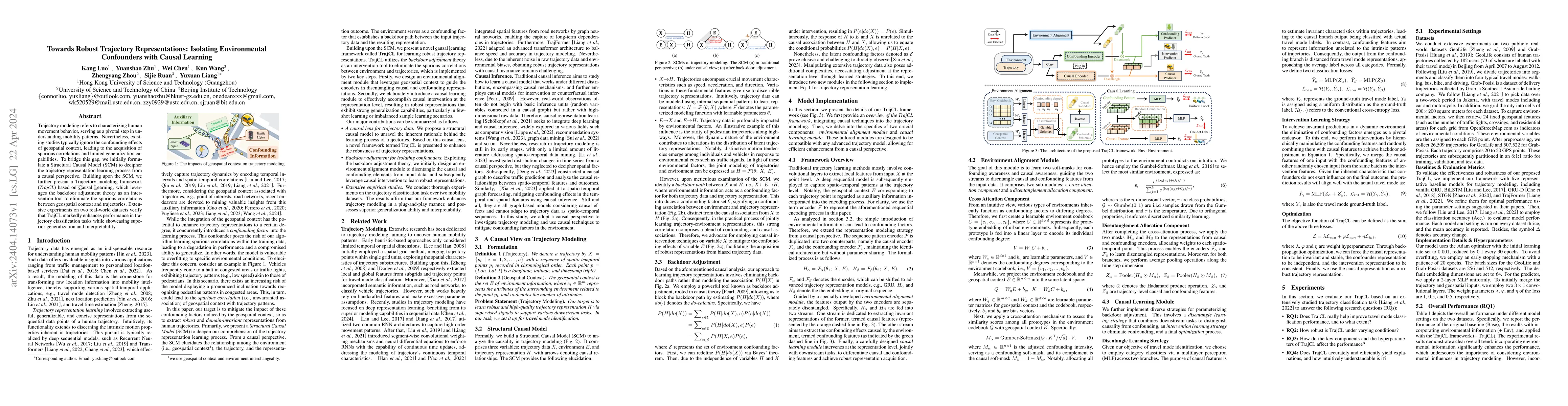 Thumbnail for Towards Robust Trajectory Representations: Isolating Environmental
  Confounders with Causal Learning