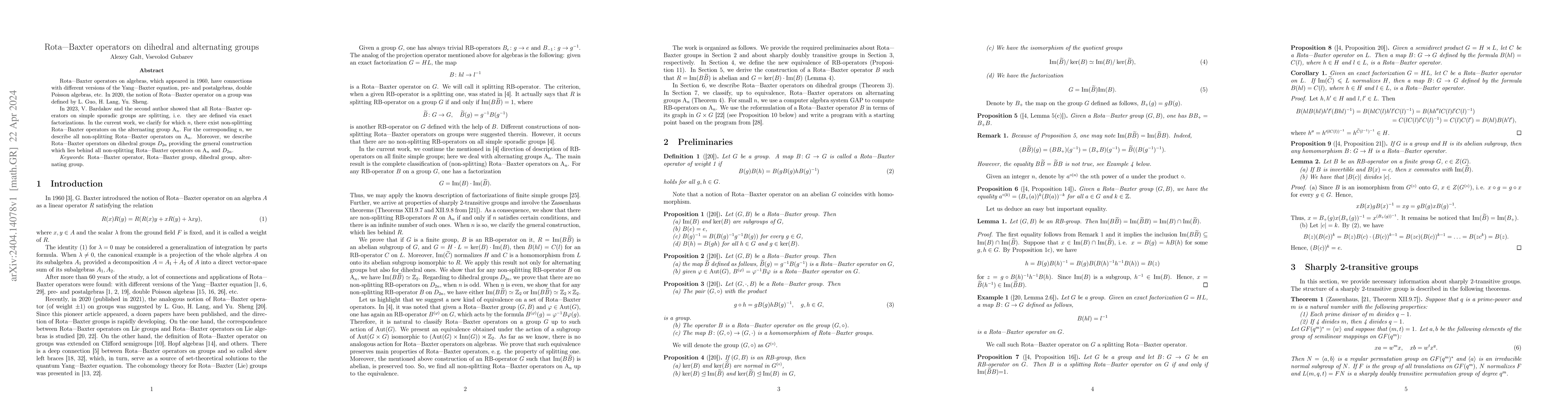 Thumbnail for Rota-Baxter operators on dihedral and alternating groups
