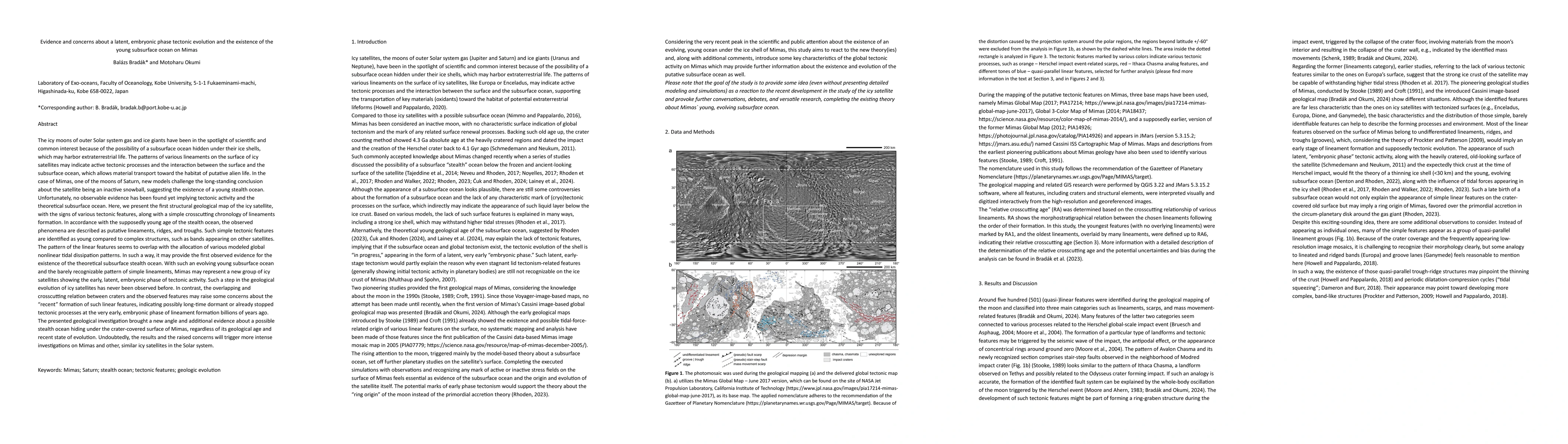 Thumbnail for Evidence and concerns about a latent, embryonic phase tectonic evolution
  and the existence of the young subsurface ocean on Mimas