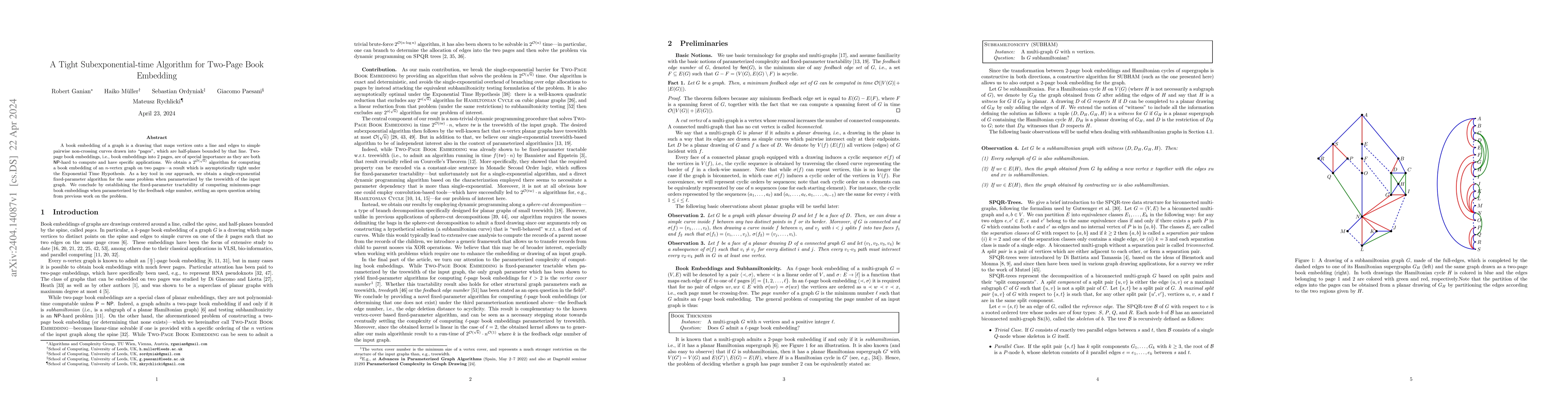 Thumbnail for A Tight Subexponential-time Algorithm for Two-Page Book Embedding